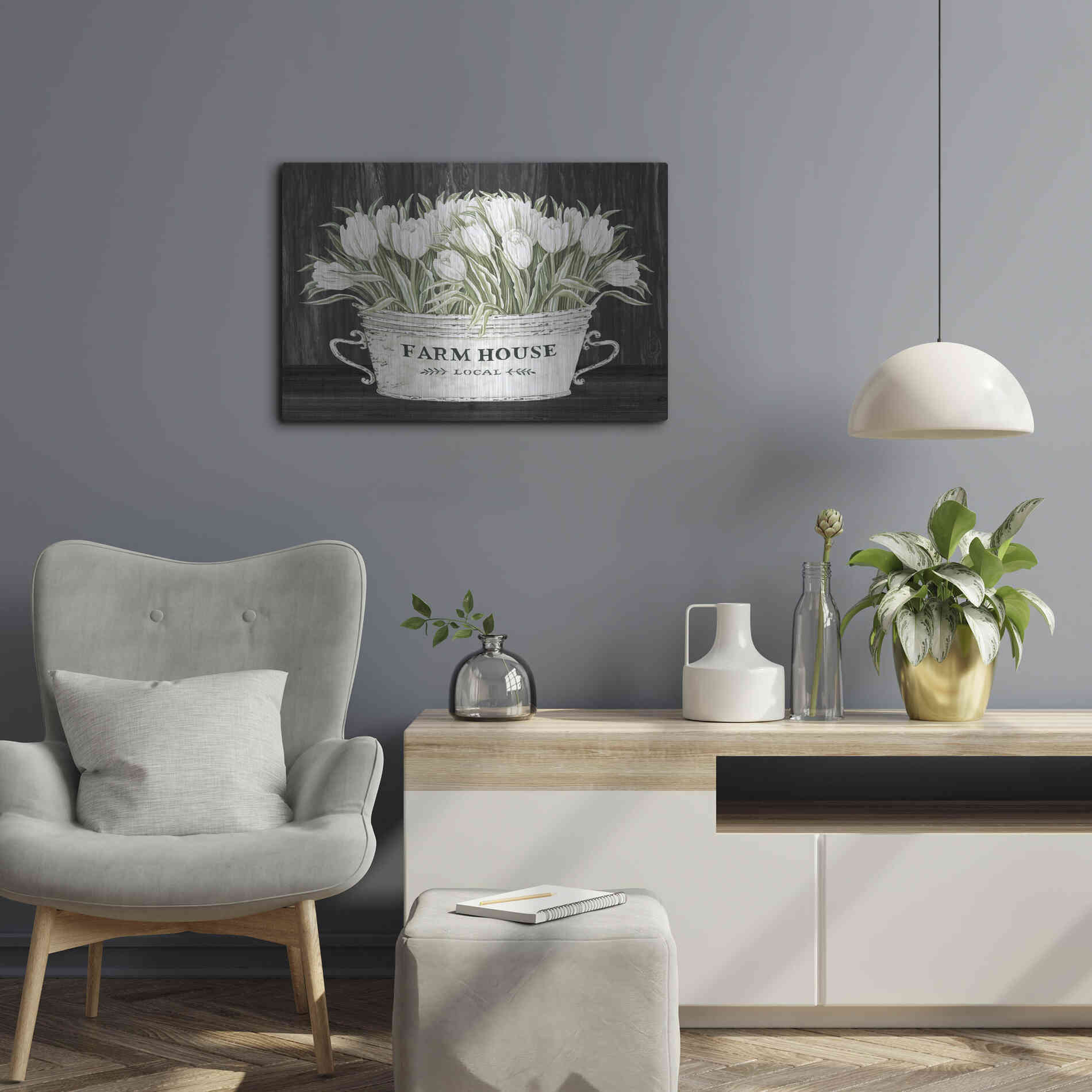 Luxe Metal Art 'Farmhouse Tulips' by Cindy Jacobs, Metal Wall Art,24x16