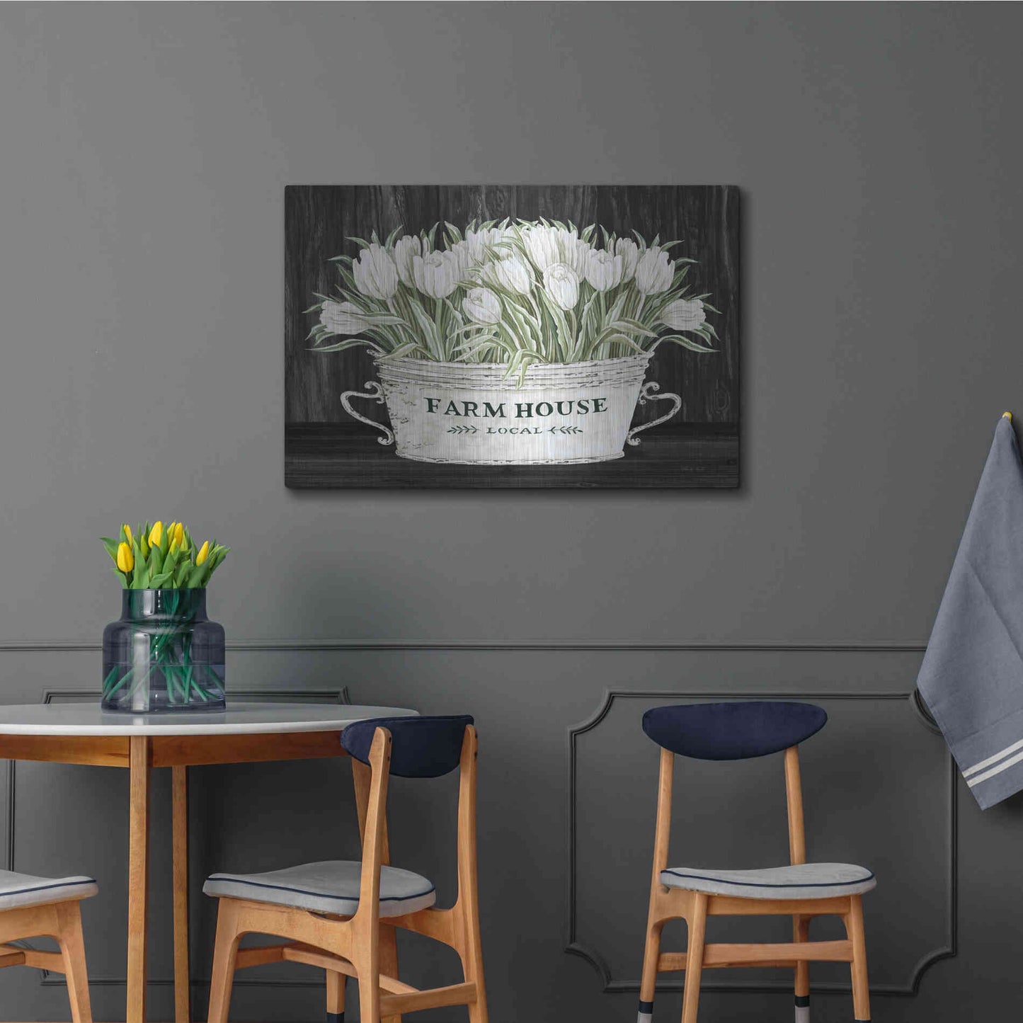 Luxe Metal Art 'Farmhouse Tulips' by Cindy Jacobs, Metal Wall Art,36x24