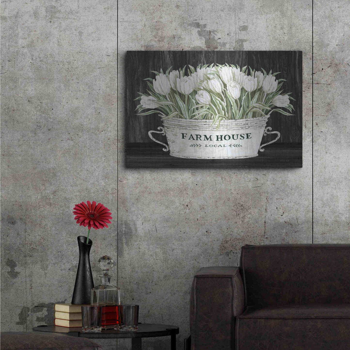 Luxe Metal Art 'Farmhouse Tulips' by Cindy Jacobs, Metal Wall Art,36x24