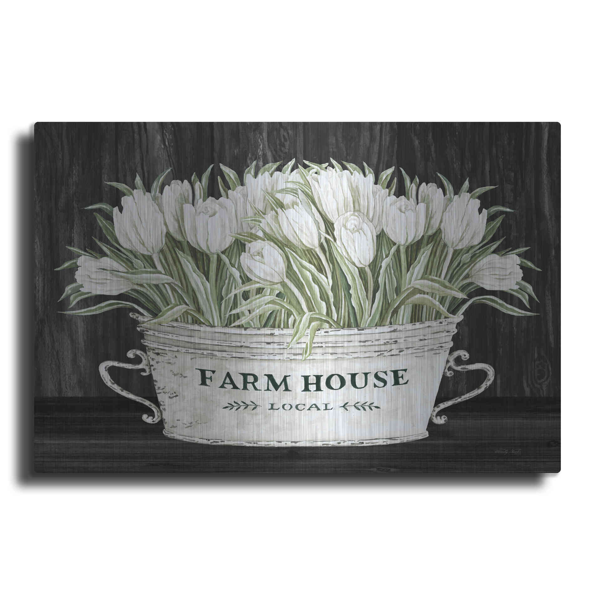 Luxe Metal Art 'Farmhouse Tulips' by Cindy Jacobs, Metal Wall Art