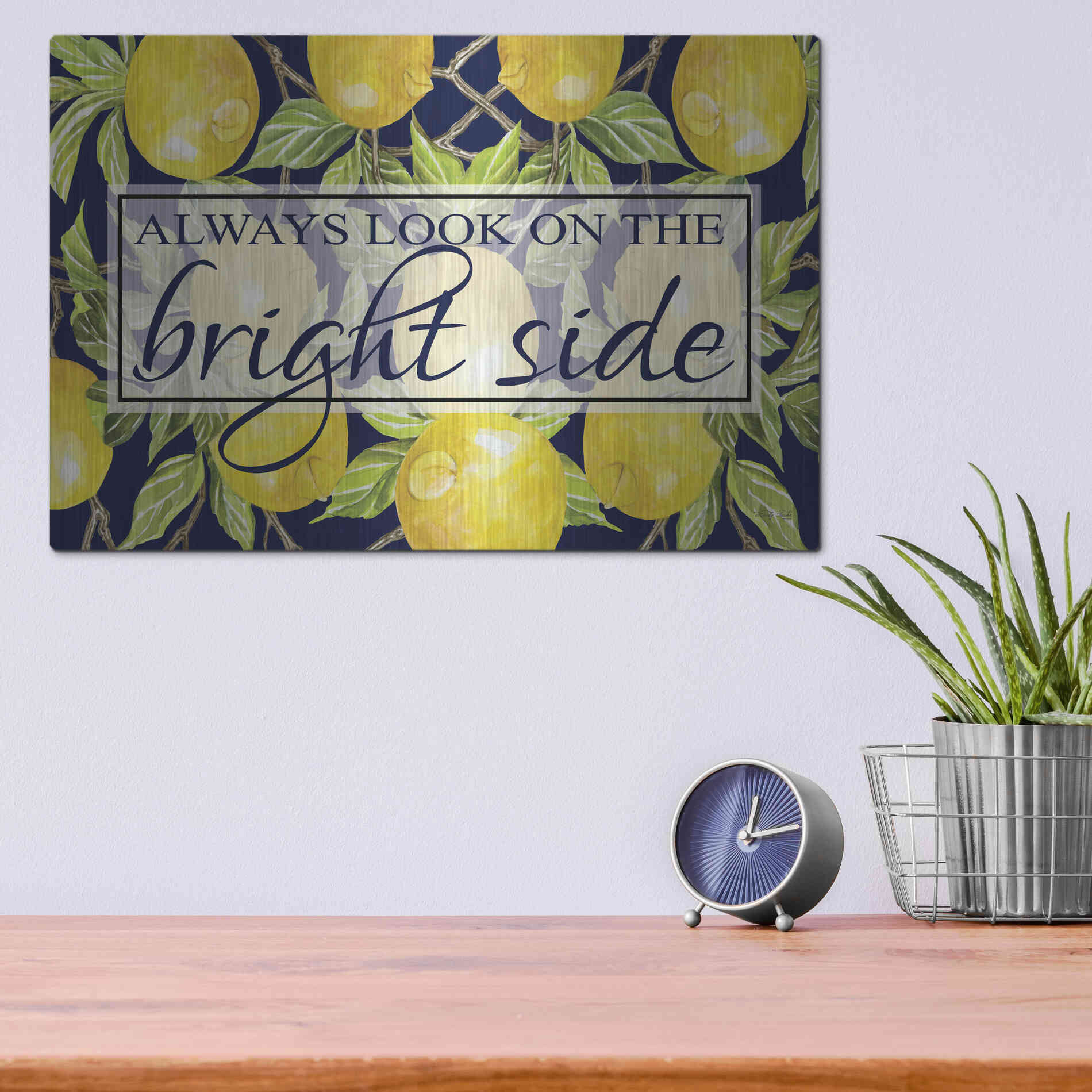 Luxe Metal Art 'Bright Side' by Cindy Jacobs, Metal Wall Art,16x12