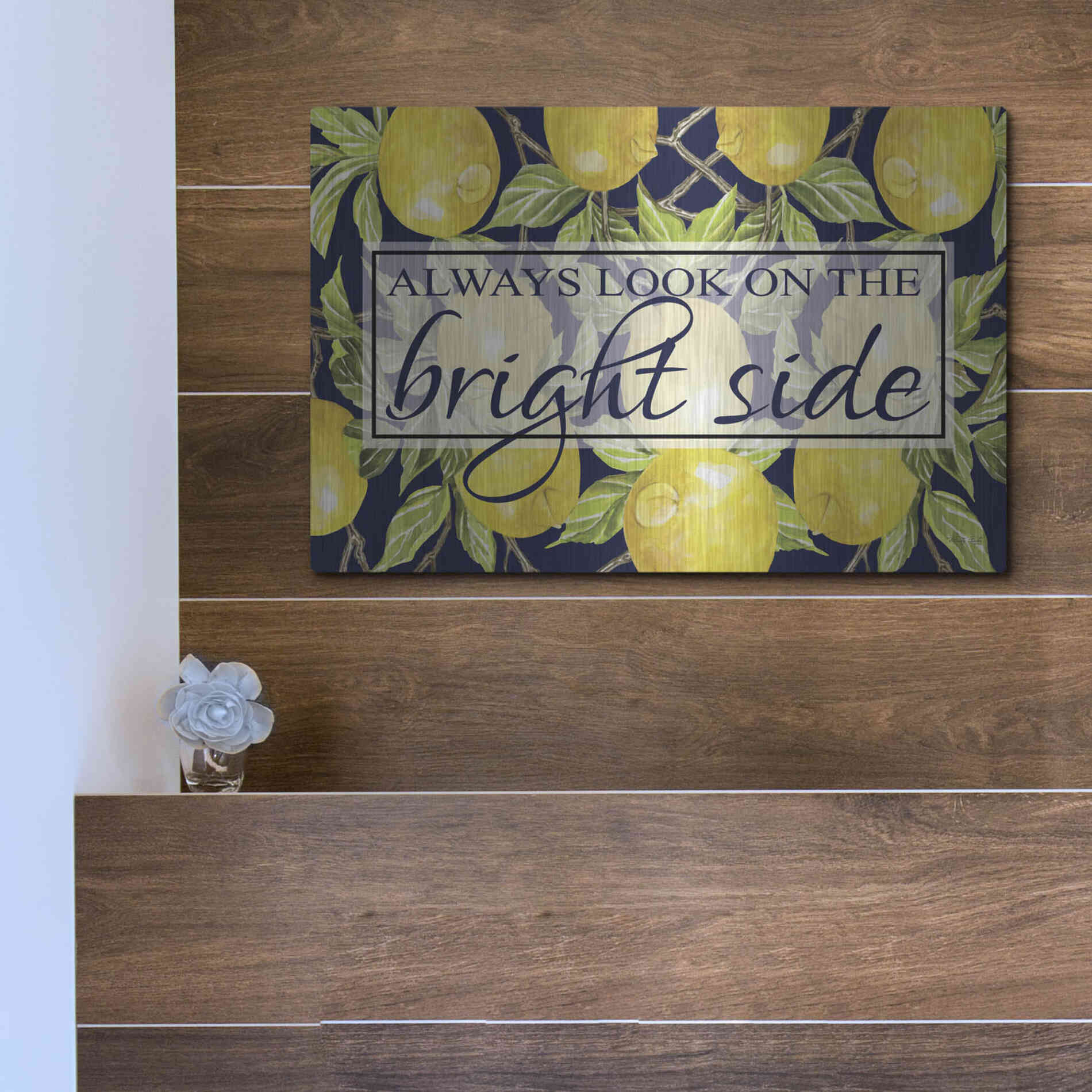 Luxe Metal Art 'Bright Side' by Cindy Jacobs, Metal Wall Art,16x12