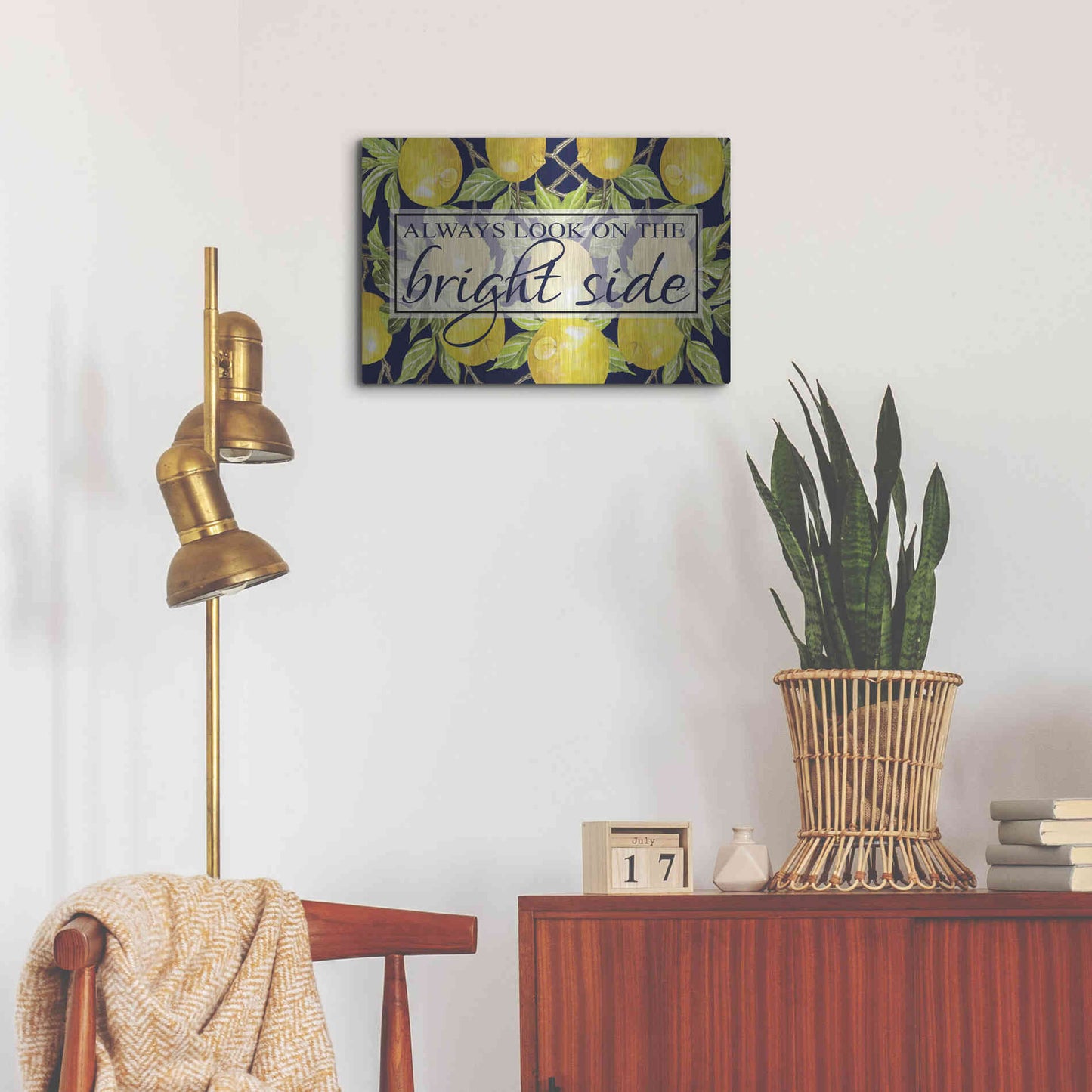 Luxe Metal Art 'Bright Side' by Cindy Jacobs, Metal Wall Art,24x16