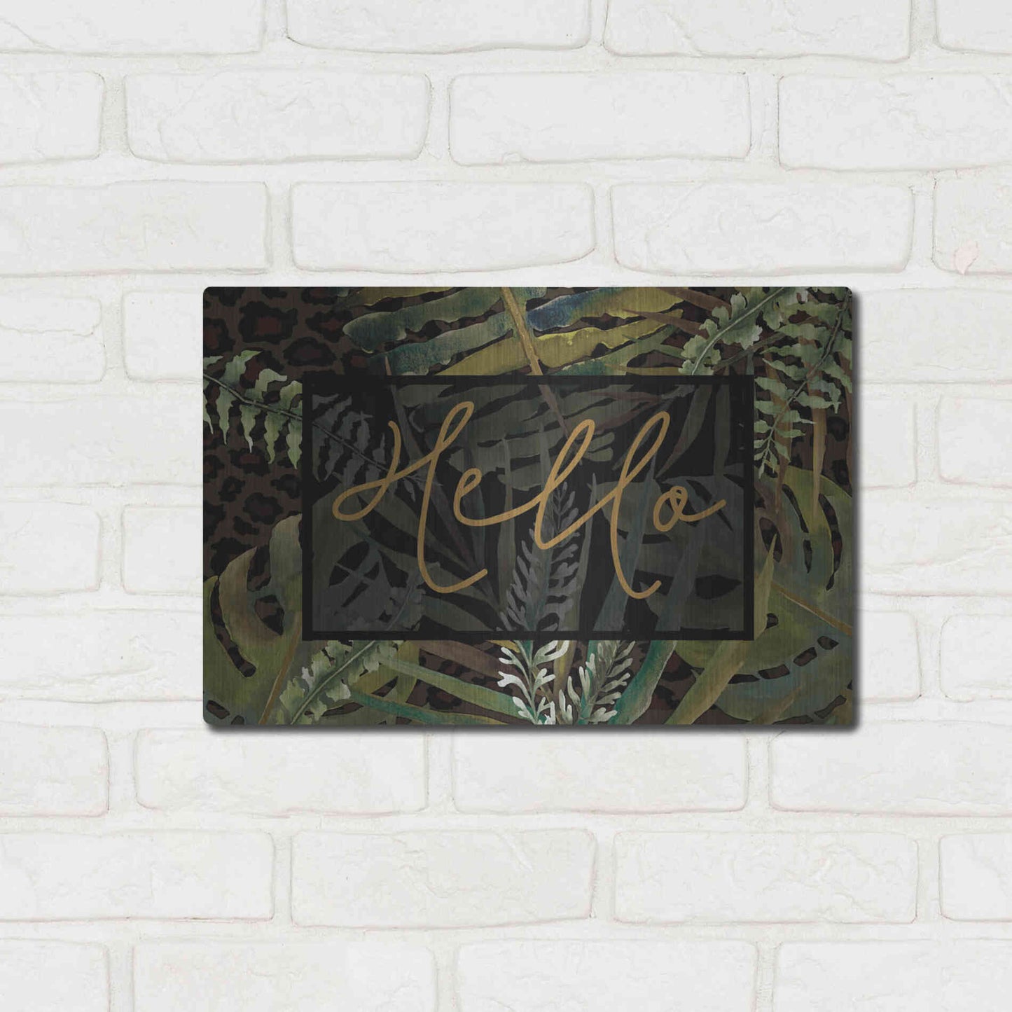 Luxe Metal Art 'Tropical Hello' by Cindy Jacobs, Metal Wall Art,16x12