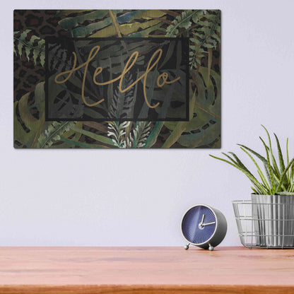 Luxe Metal Art 'Tropical Hello' by Cindy Jacobs, Metal Wall Art,16x12