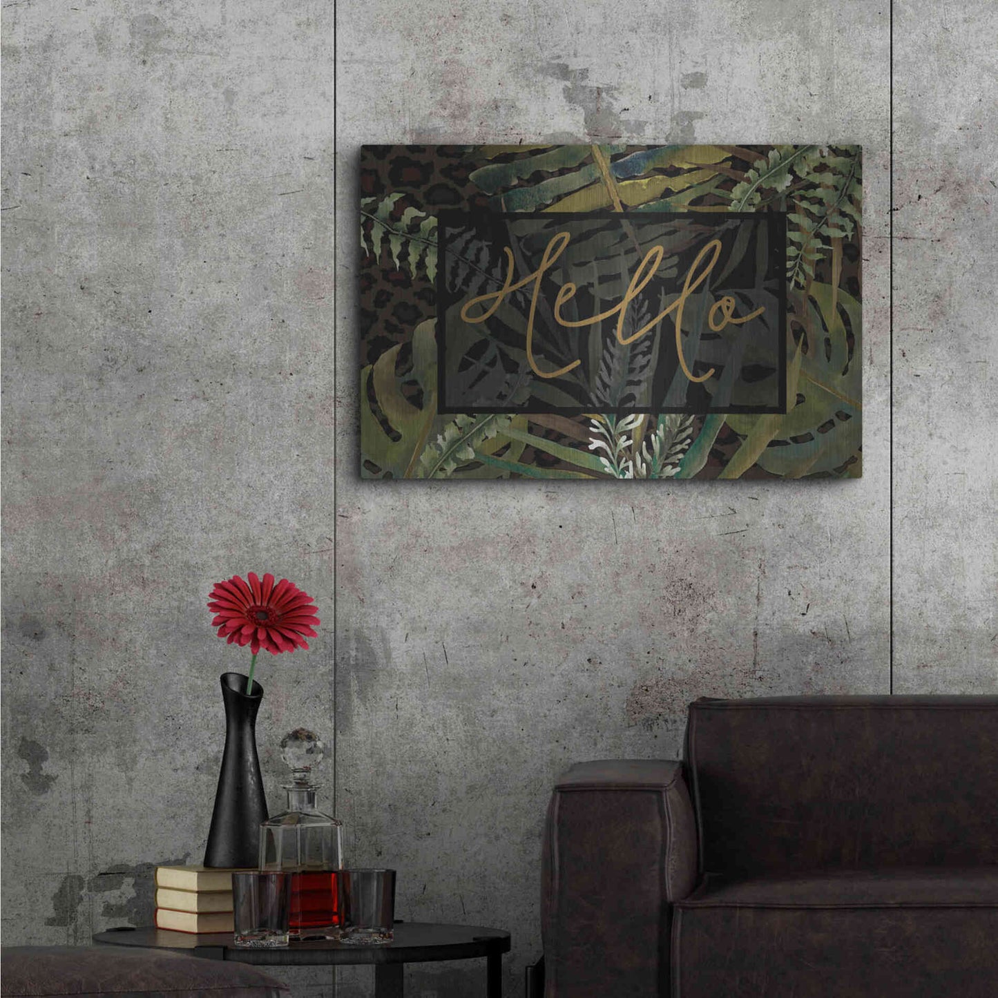 Luxe Metal Art 'Tropical Hello' by Cindy Jacobs, Metal Wall Art,36x24