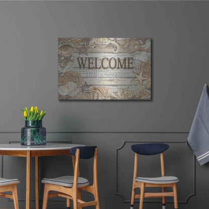Luxe Metal Art 'Beach Welcome and Relax' by Cindy Jacobs, Metal Wall Art,36x24