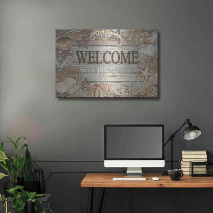 Luxe Metal Art 'Beach Welcome and Relax' by Cindy Jacobs, Metal Wall Art,36x24