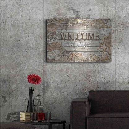 Luxe Metal Art 'Beach Welcome and Relax' by Cindy Jacobs, Metal Wall Art,36x24