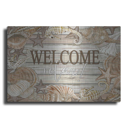 Luxe Metal Art 'Beach Welcome and Relax' by Cindy Jacobs, Metal Wall Art