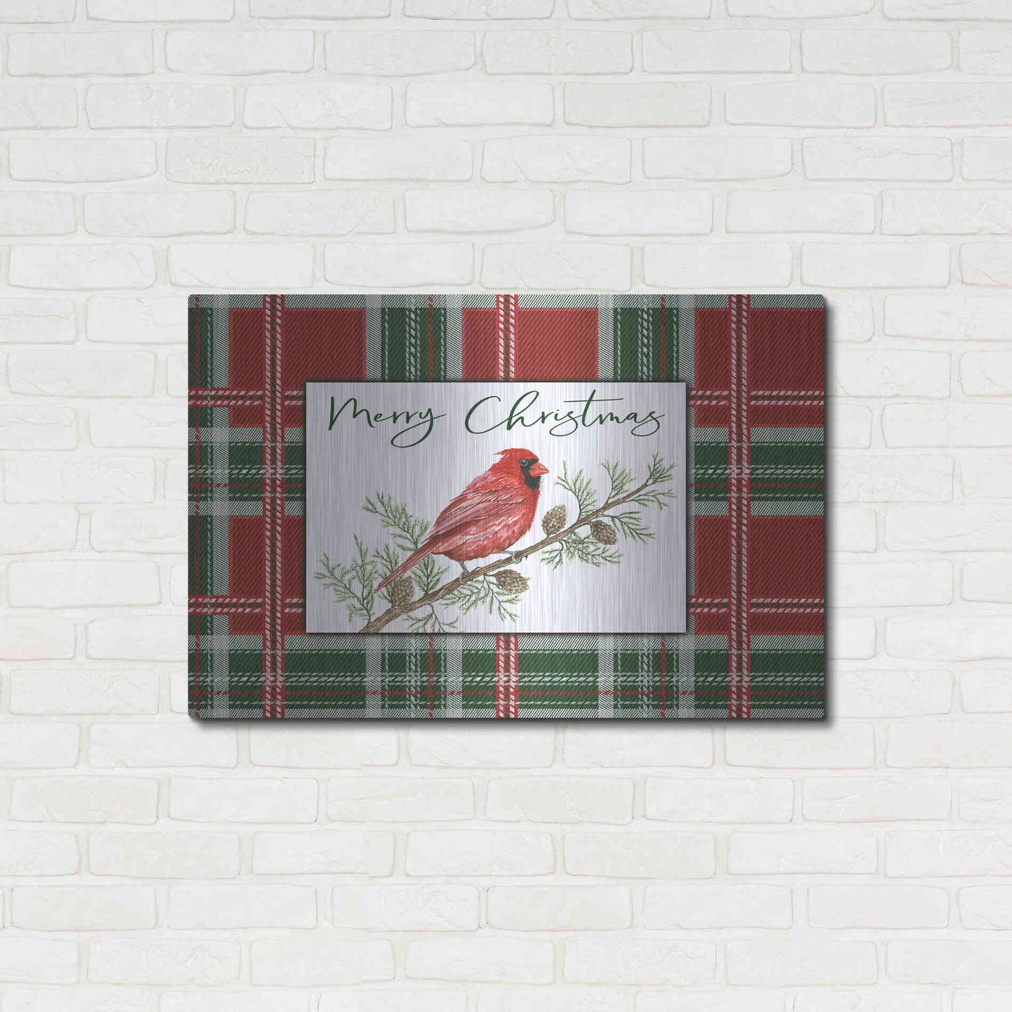 Luxe Metal Art 'Merry Christmas Cardinal' by Cindy Jacobs, Metal Wall Art,36x24