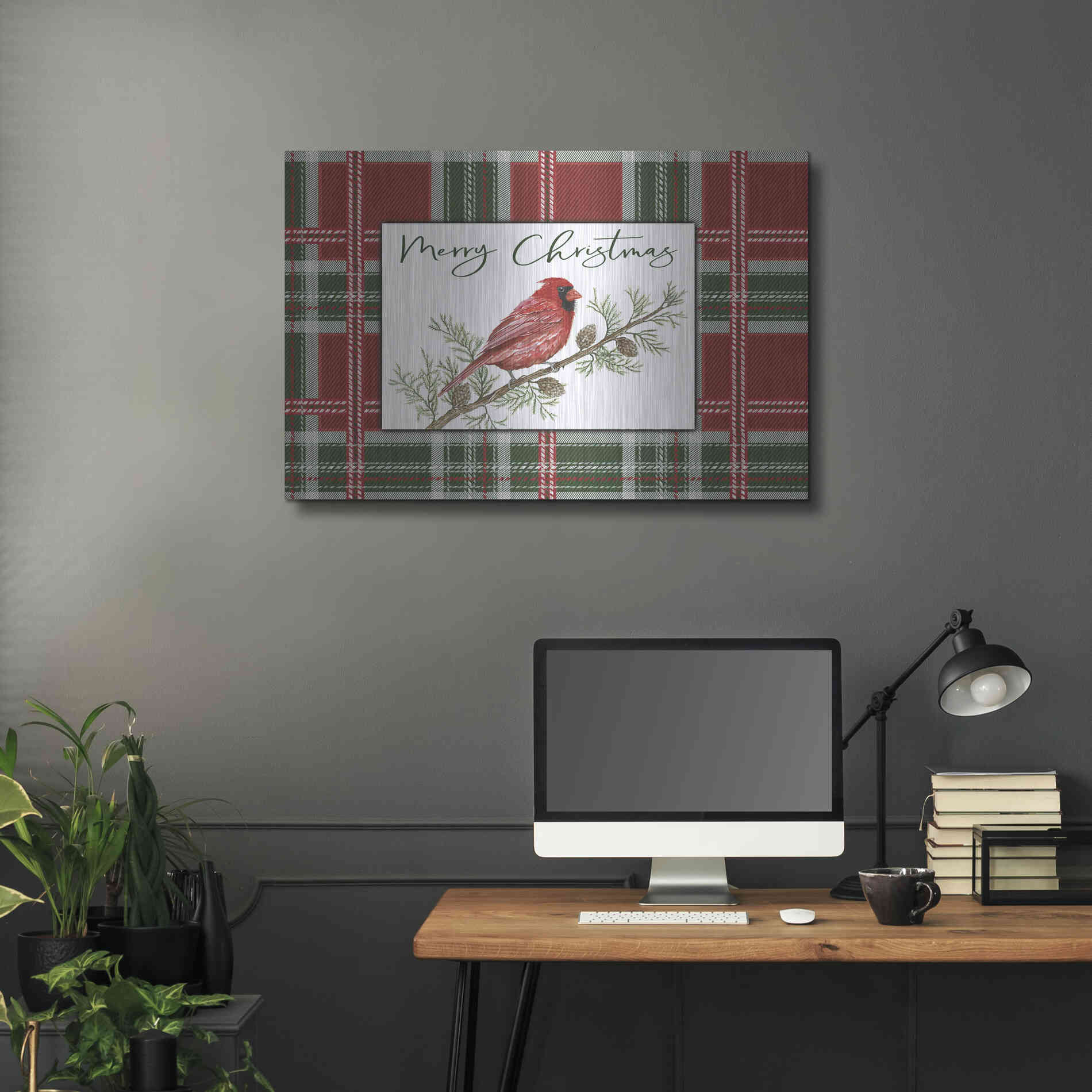 Luxe Metal Art 'Merry Christmas Cardinal' by Cindy Jacobs, Metal Wall Art,36x24