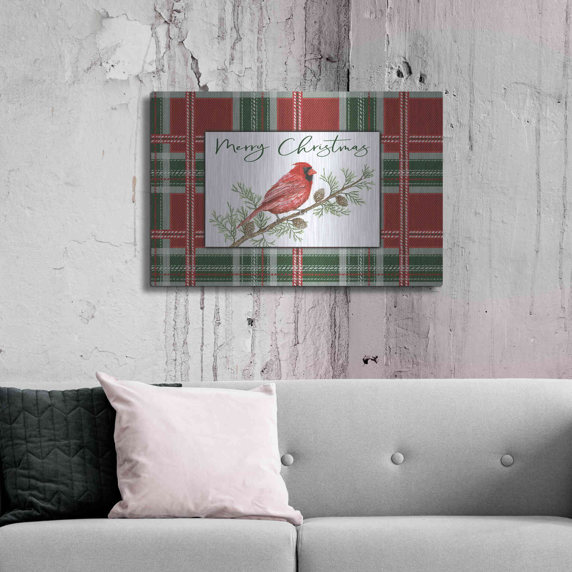 Luxe Metal Art 'Merry Christmas Cardinal' by Cindy Jacobs, Metal Wall Art,36x24