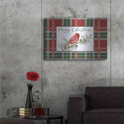 Luxe Metal Art 'Merry Christmas Cardinal' by Cindy Jacobs, Metal Wall Art,36x24