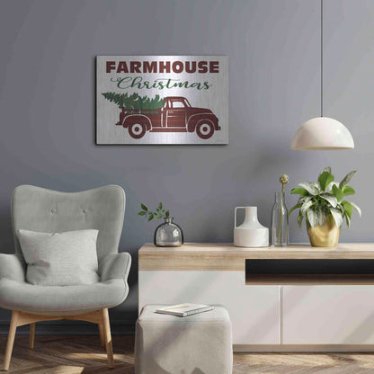 Luxe Metal Art 'Farmhouse Christmas Truck' by Cindy Jacobs, Metal Wall Art,24x16