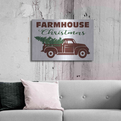 Luxe Metal Art 'Farmhouse Christmas Truck' by Cindy Jacobs, Metal Wall Art,36x24