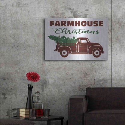 Luxe Metal Art 'Farmhouse Christmas Truck' by Cindy Jacobs, Metal Wall Art,36x24