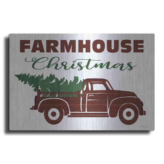 Luxe Metal Art 'Farmhouse Christmas Truck' by Cindy Jacobs, Metal Wall Art