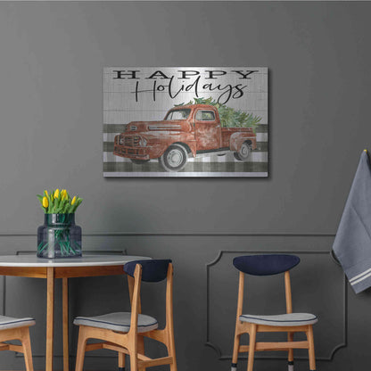 Luxe Metal Art 'Happy Holidays Truck' by Cindy Jacobs, Metal Wall Art,36x24