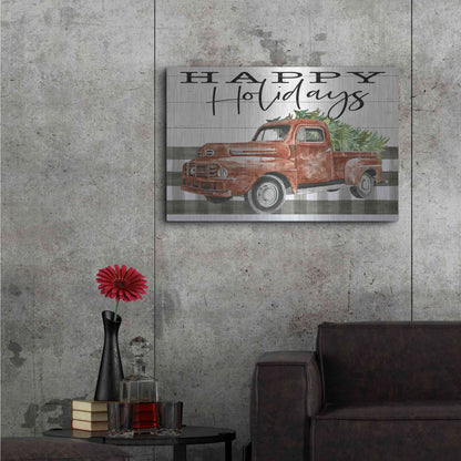 Luxe Metal Art 'Happy Holidays Truck' by Cindy Jacobs, Metal Wall Art,36x24