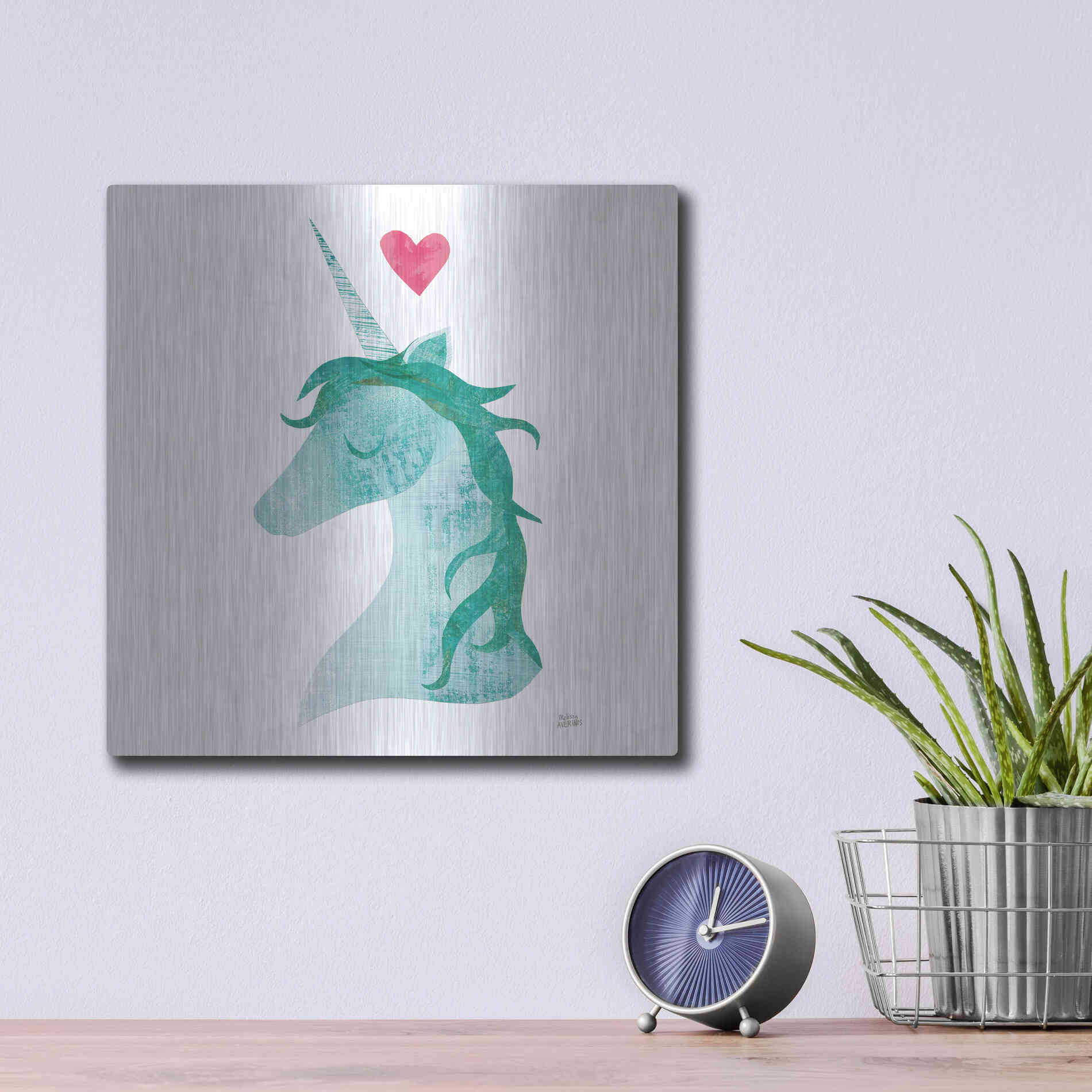 Luxe Metal Art 'Unicorn Magic II' by Melissa Averinos, Metal Wall Art,12x12