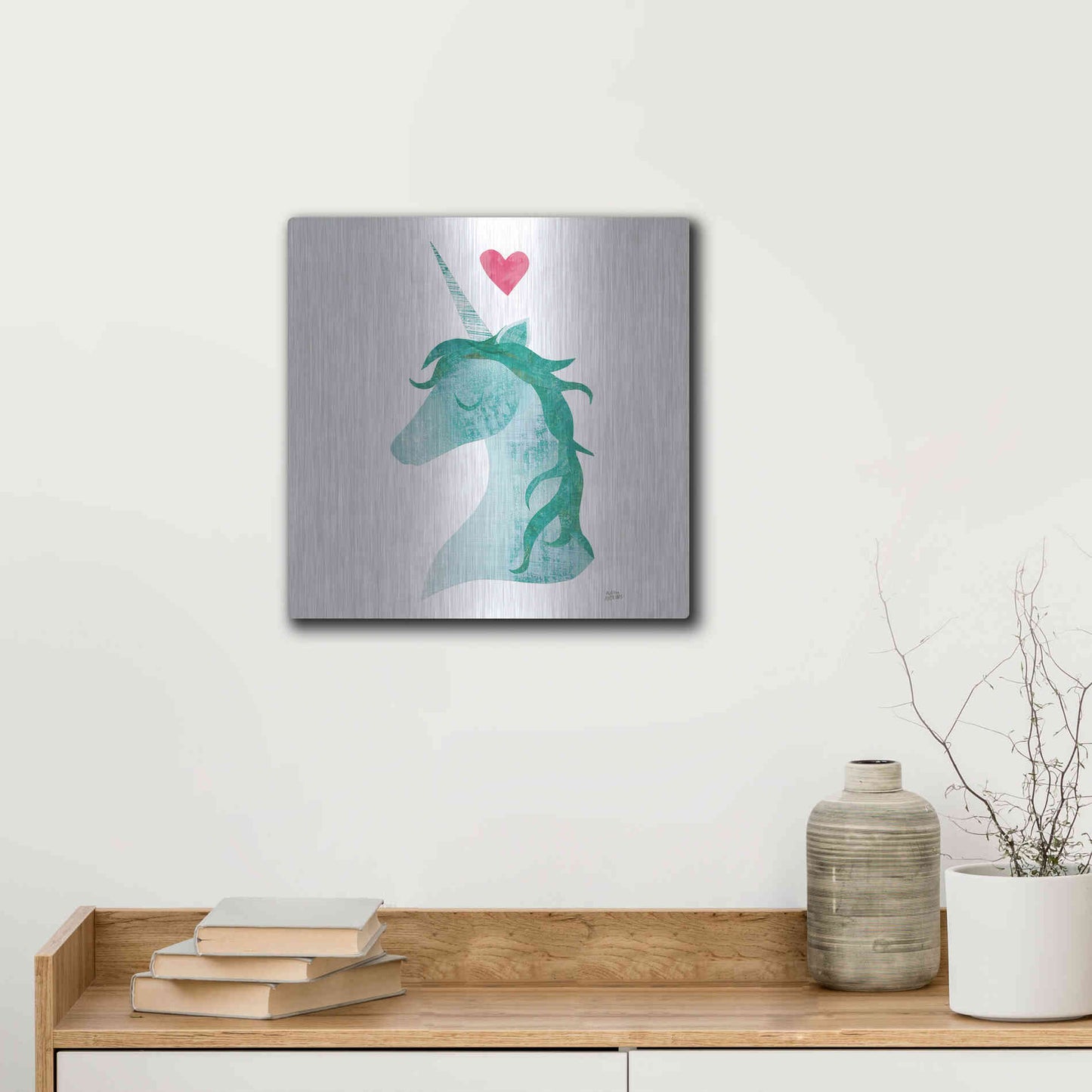 Luxe Metal Art 'Unicorn Magic II' by Melissa Averinos, Metal Wall Art,12x12