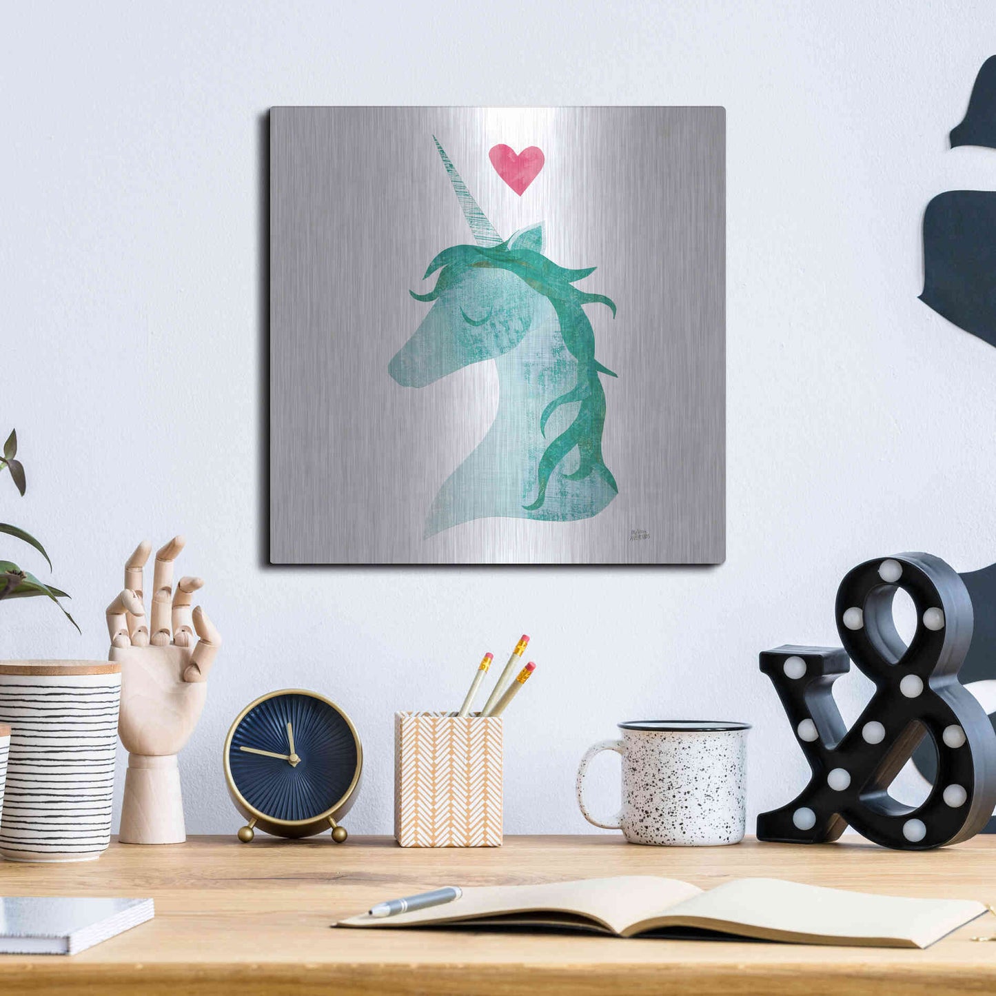 Luxe Metal Art 'Unicorn Magic II' by Melissa Averinos, Metal Wall Art,12x12