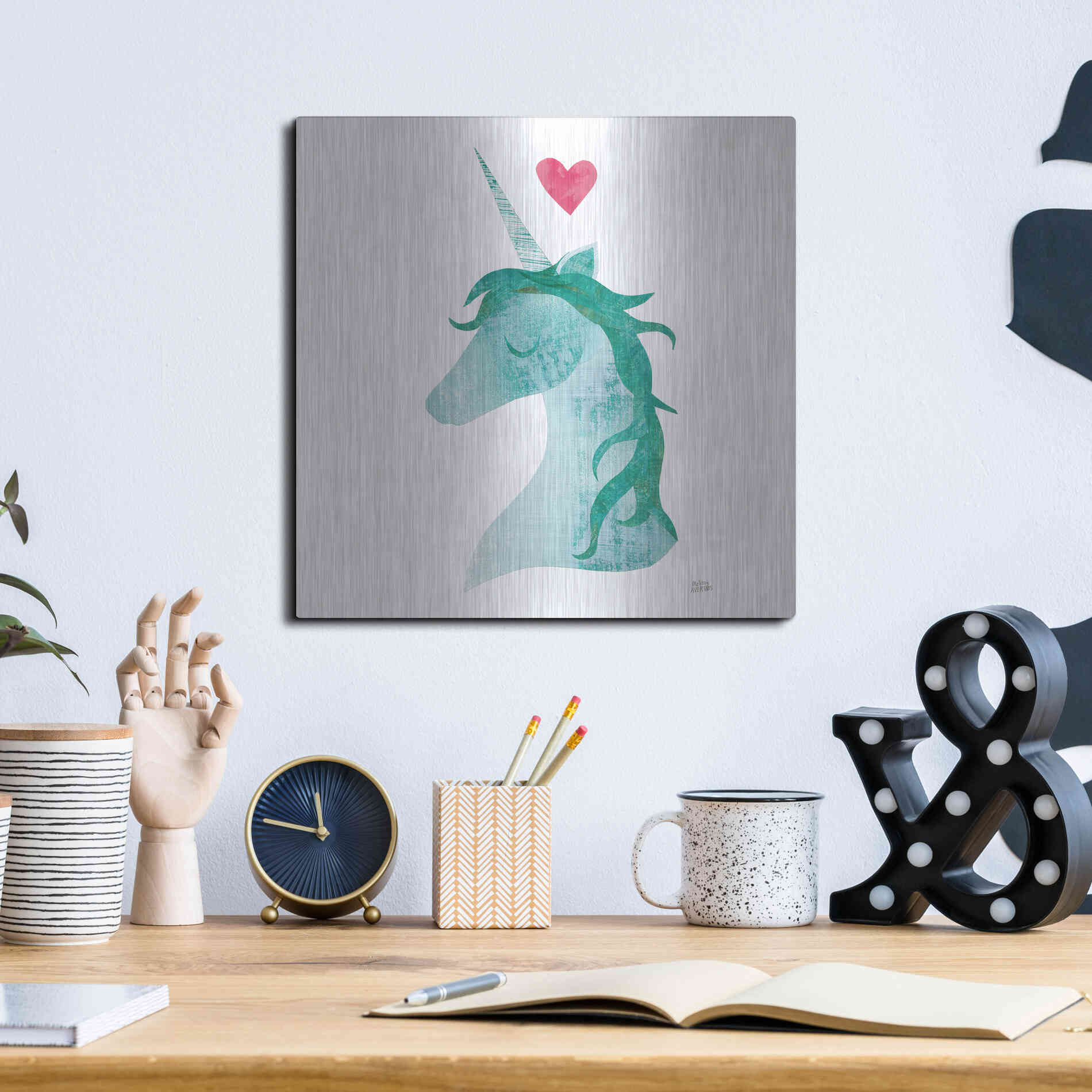 Luxe Metal Art 'Unicorn Magic II' by Melissa Averinos, Metal Wall Art,12x12