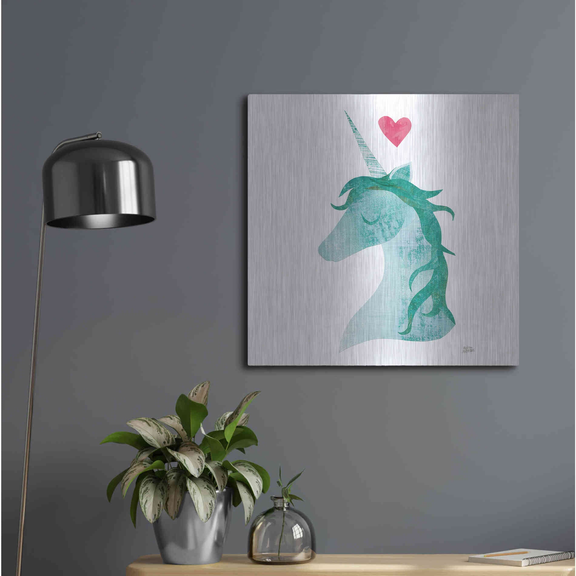 Luxe Metal Art 'Unicorn Magic II' by Melissa Averinos, Metal Wall Art,24x24