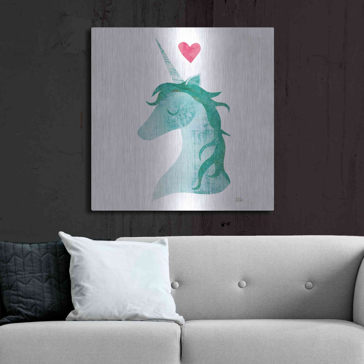 Luxe Metal Art 'Unicorn Magic II' by Melissa Averinos, Metal Wall Art,36x36