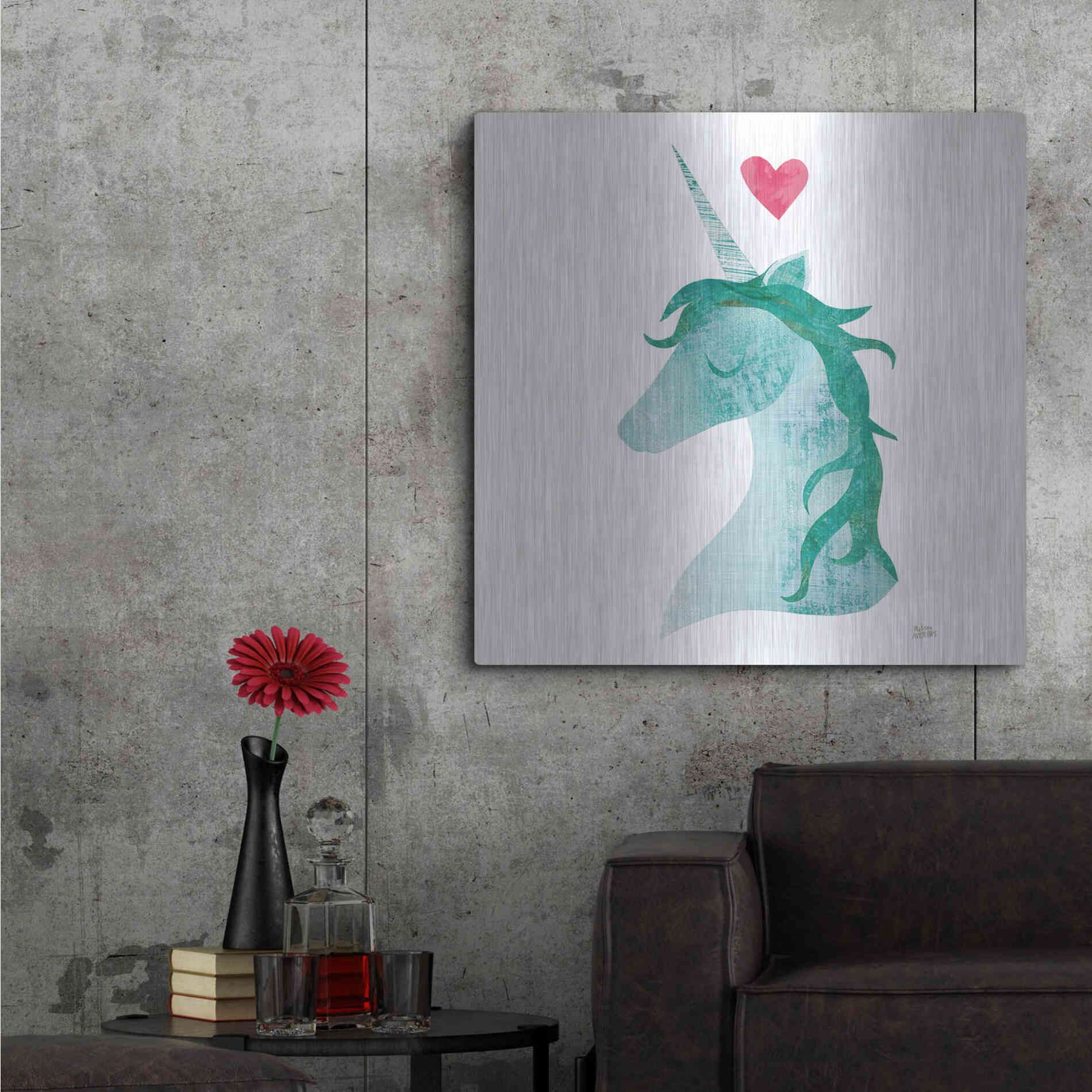 Luxe Metal Art 'Unicorn Magic II' by Melissa Averinos, Metal Wall Art,36x36