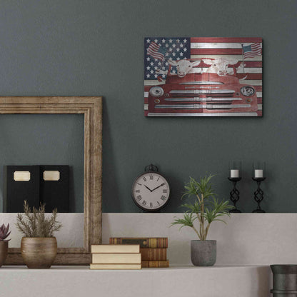 Luxe Metal Art 'Patriotic Cows' by Cindy Jacobs, Metal Wall Art,16x12