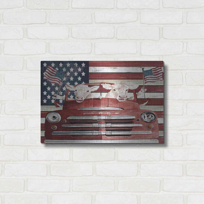 Luxe Metal Art 'Patriotic Cows' by Cindy Jacobs, Metal Wall Art,24x16