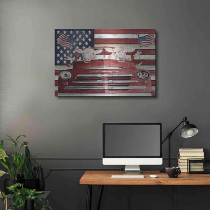 Luxe Metal Art 'Patriotic Cows' by Cindy Jacobs, Metal Wall Art,36x24