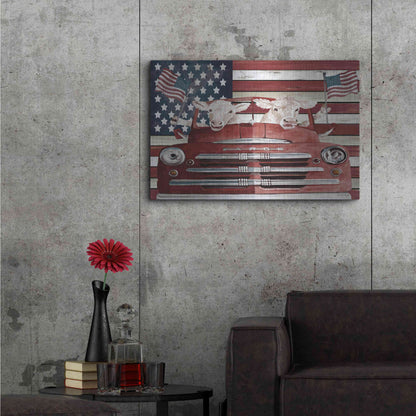 Luxe Metal Art 'Patriotic Cows' by Cindy Jacobs, Metal Wall Art,36x24