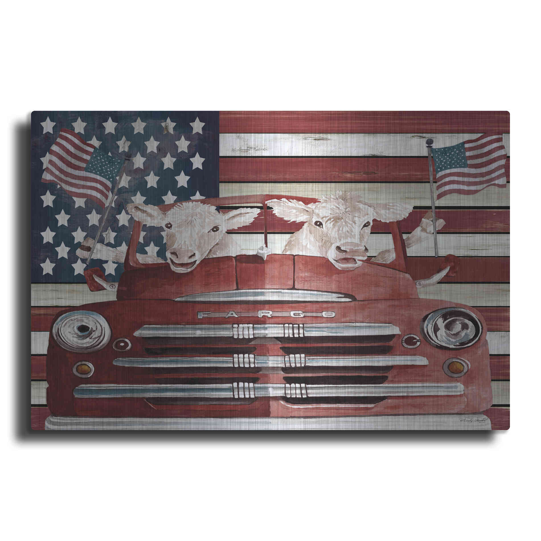 Luxe Metal Art 'Patriotic Cows' by Cindy Jacobs, Metal Wall Art