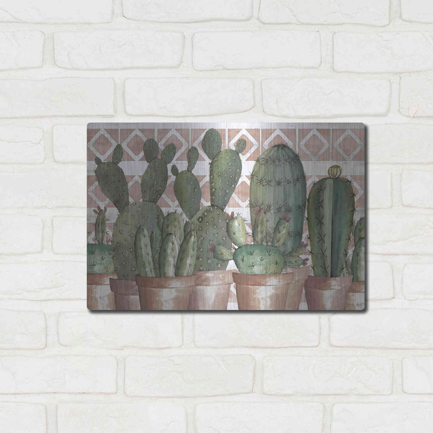 Luxe Metal Art 'Geo Succulents' by Cindy Jacobs, Metal Wall Art,16x12