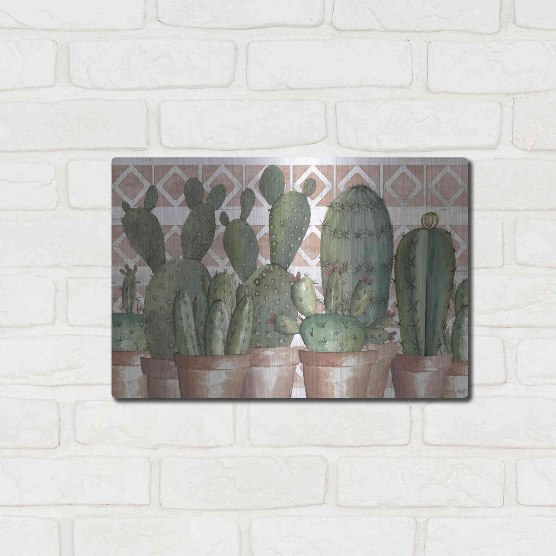 Luxe Metal Art 'Geo Succulents' by Cindy Jacobs, Metal Wall Art,16x12