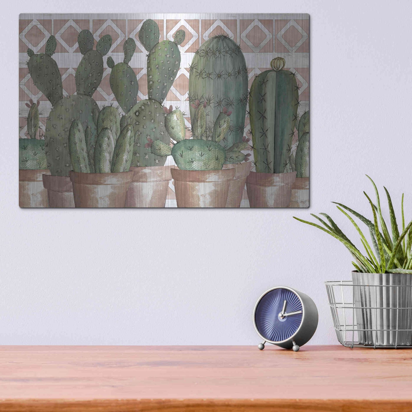 Luxe Metal Art 'Geo Succulents' by Cindy Jacobs, Metal Wall Art,16x12