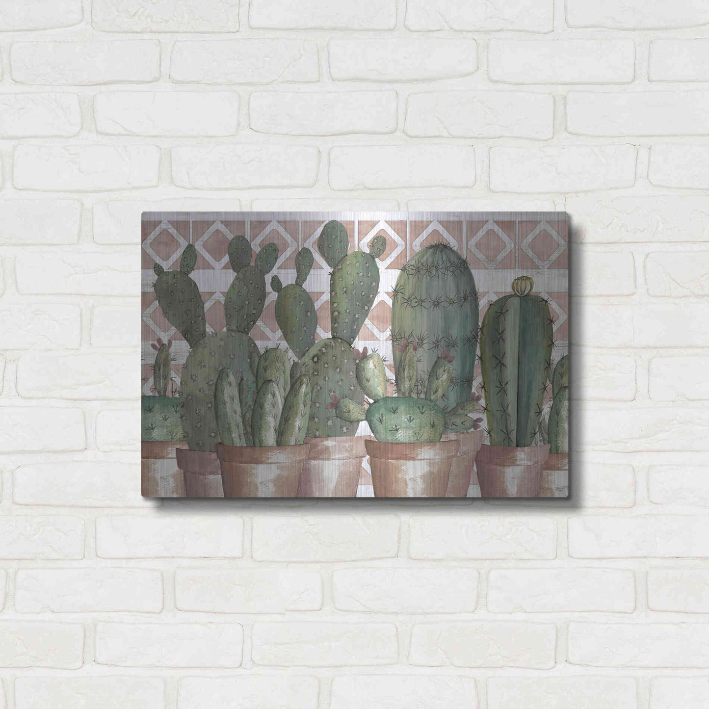 Luxe Metal Art 'Geo Succulents' by Cindy Jacobs, Metal Wall Art,24x16