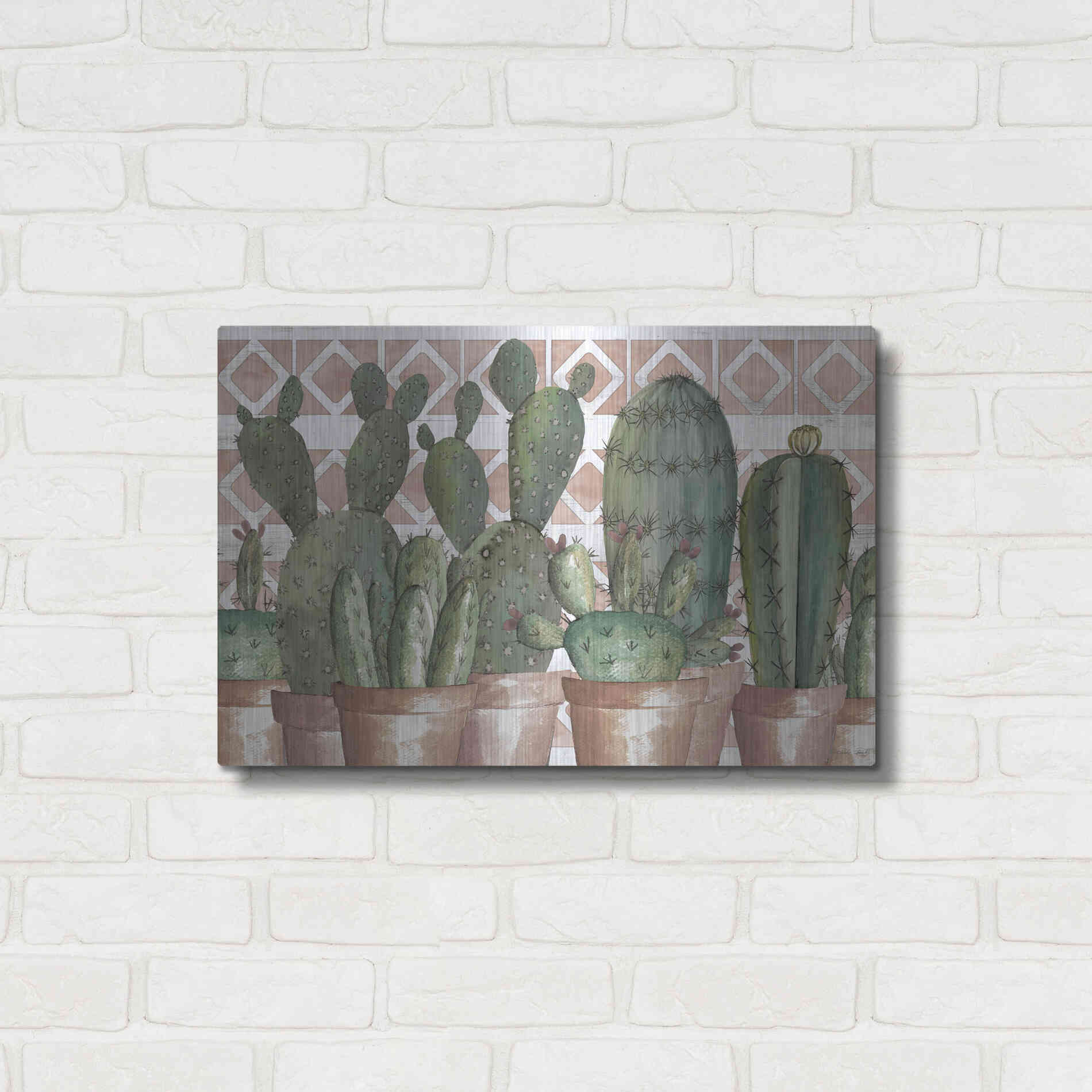 Luxe Metal Art 'Geo Succulents' by Cindy Jacobs, Metal Wall Art,24x16