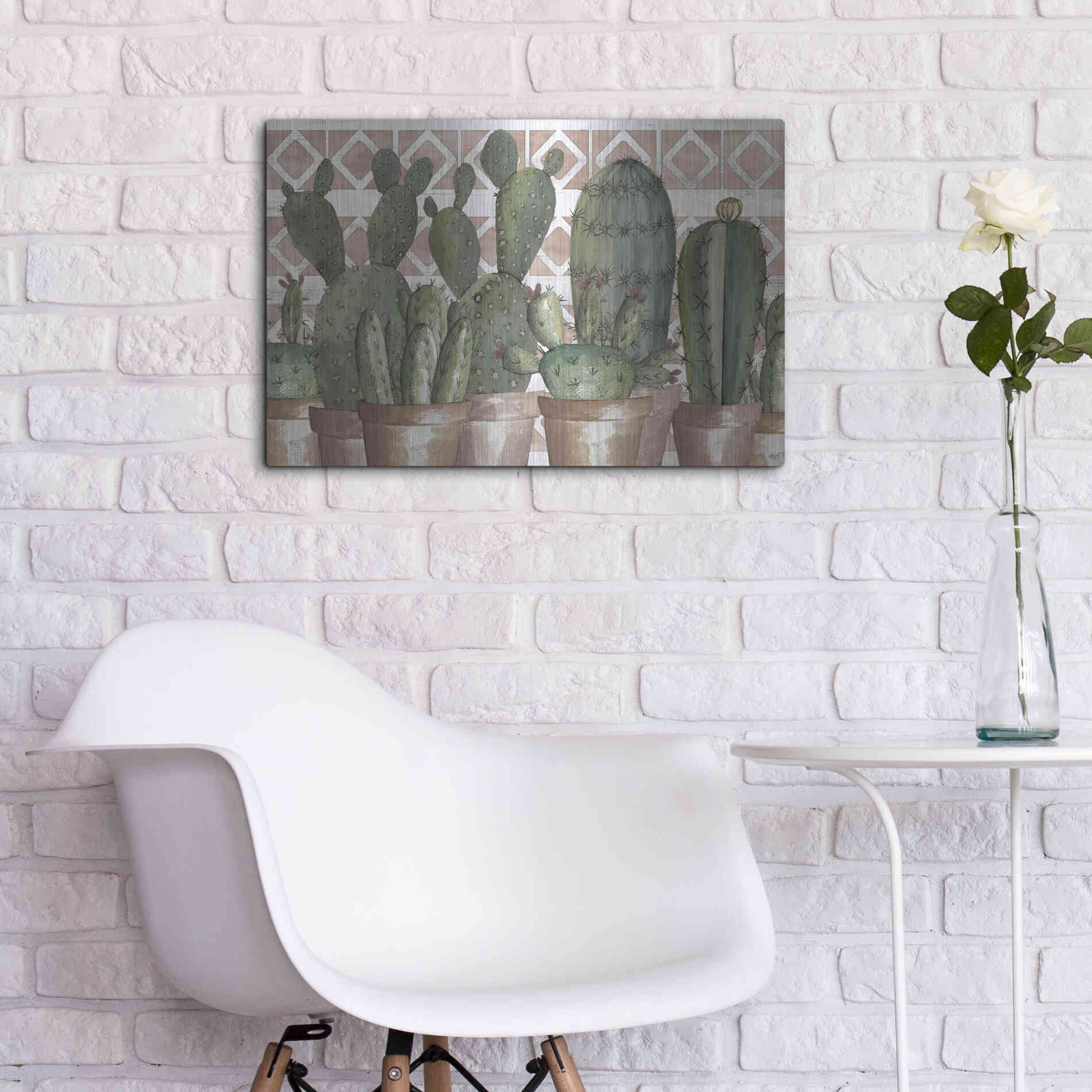 Luxe Metal Art 'Geo Succulents' by Cindy Jacobs, Metal Wall Art,24x16