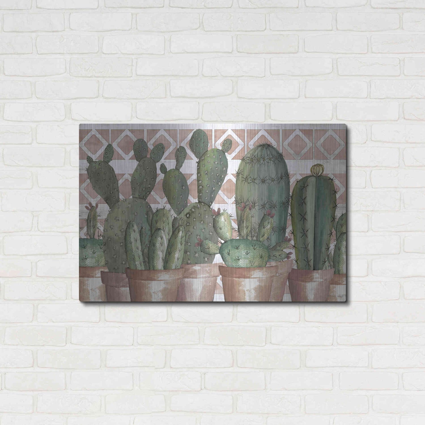 Luxe Metal Art 'Geo Succulents' by Cindy Jacobs, Metal Wall Art,36x24