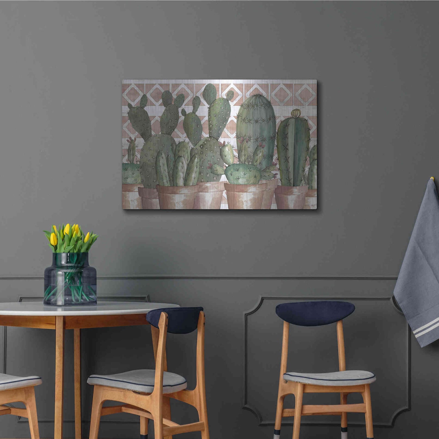 Luxe Metal Art 'Geo Succulents' by Cindy Jacobs, Metal Wall Art,36x24