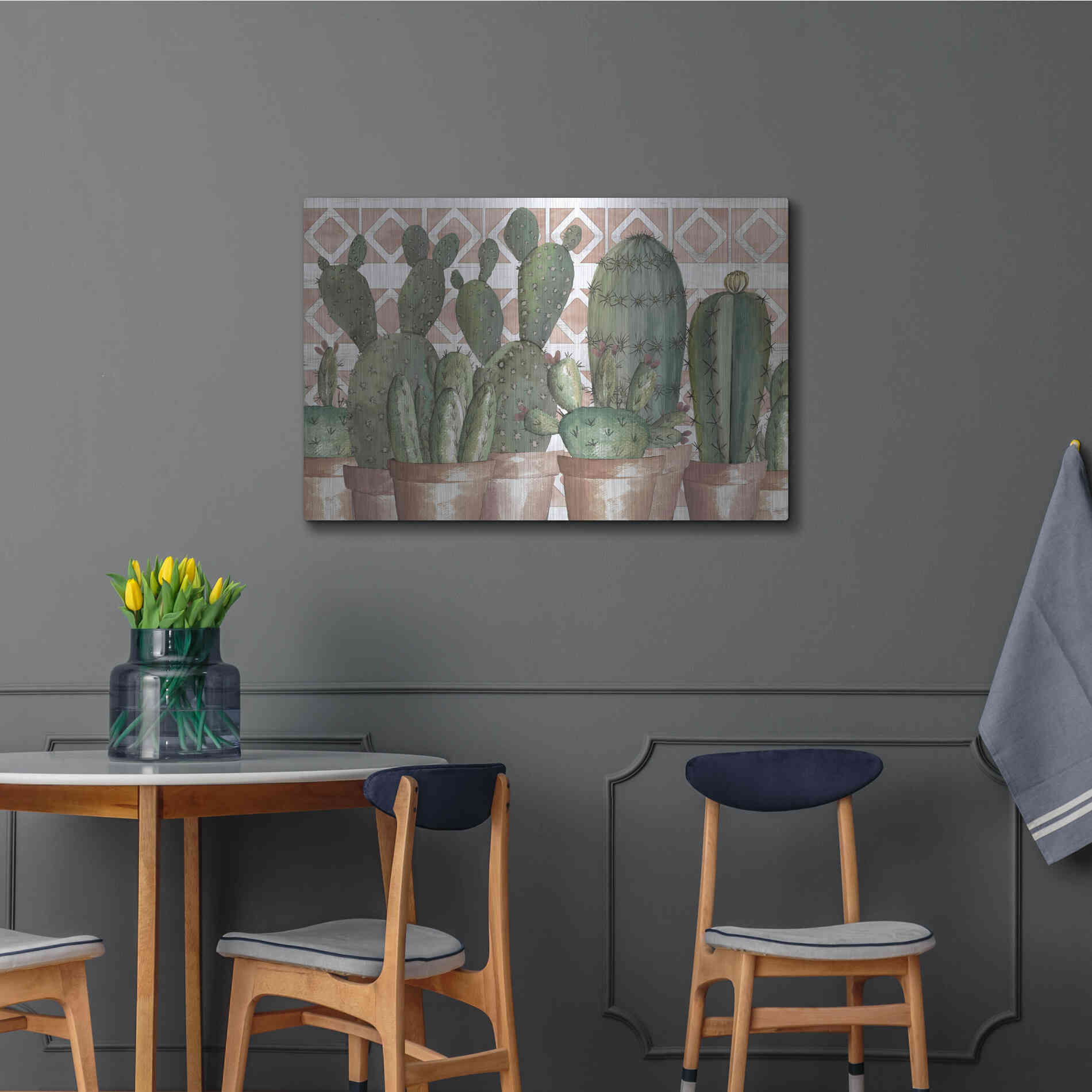Luxe Metal Art 'Geo Succulents' by Cindy Jacobs, Metal Wall Art,36x24