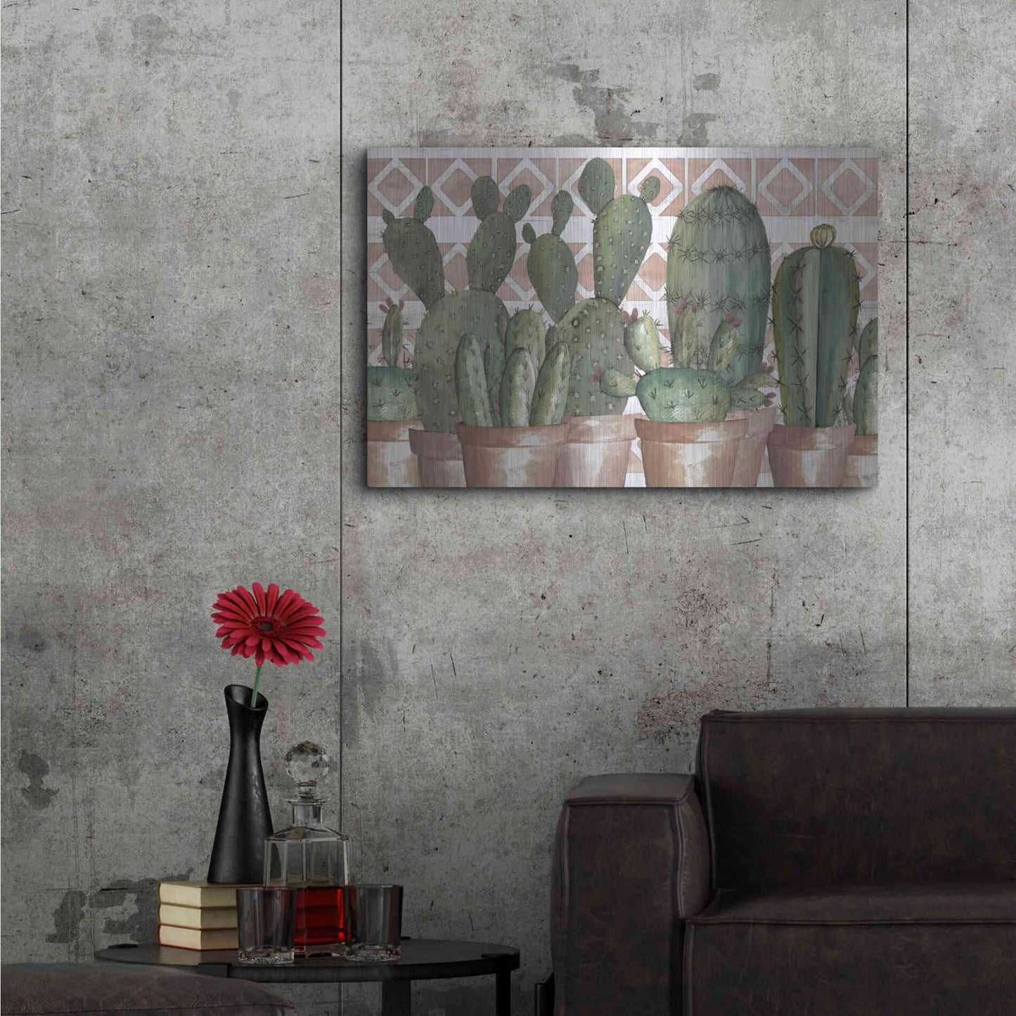Luxe Metal Art 'Geo Succulents' by Cindy Jacobs, Metal Wall Art,36x24