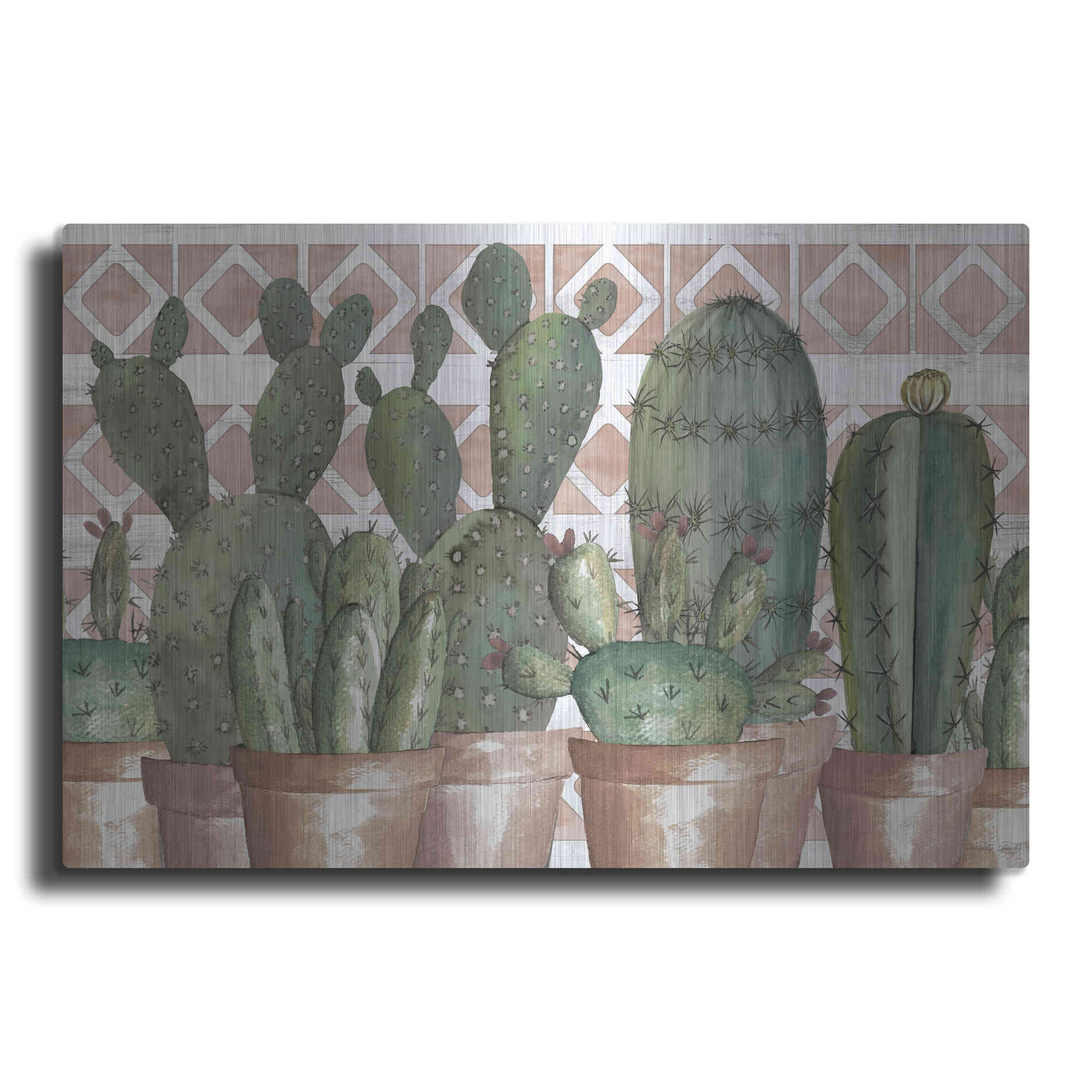 Luxe Metal Art 'Geo Succulents' by Cindy Jacobs, Metal Wall Art