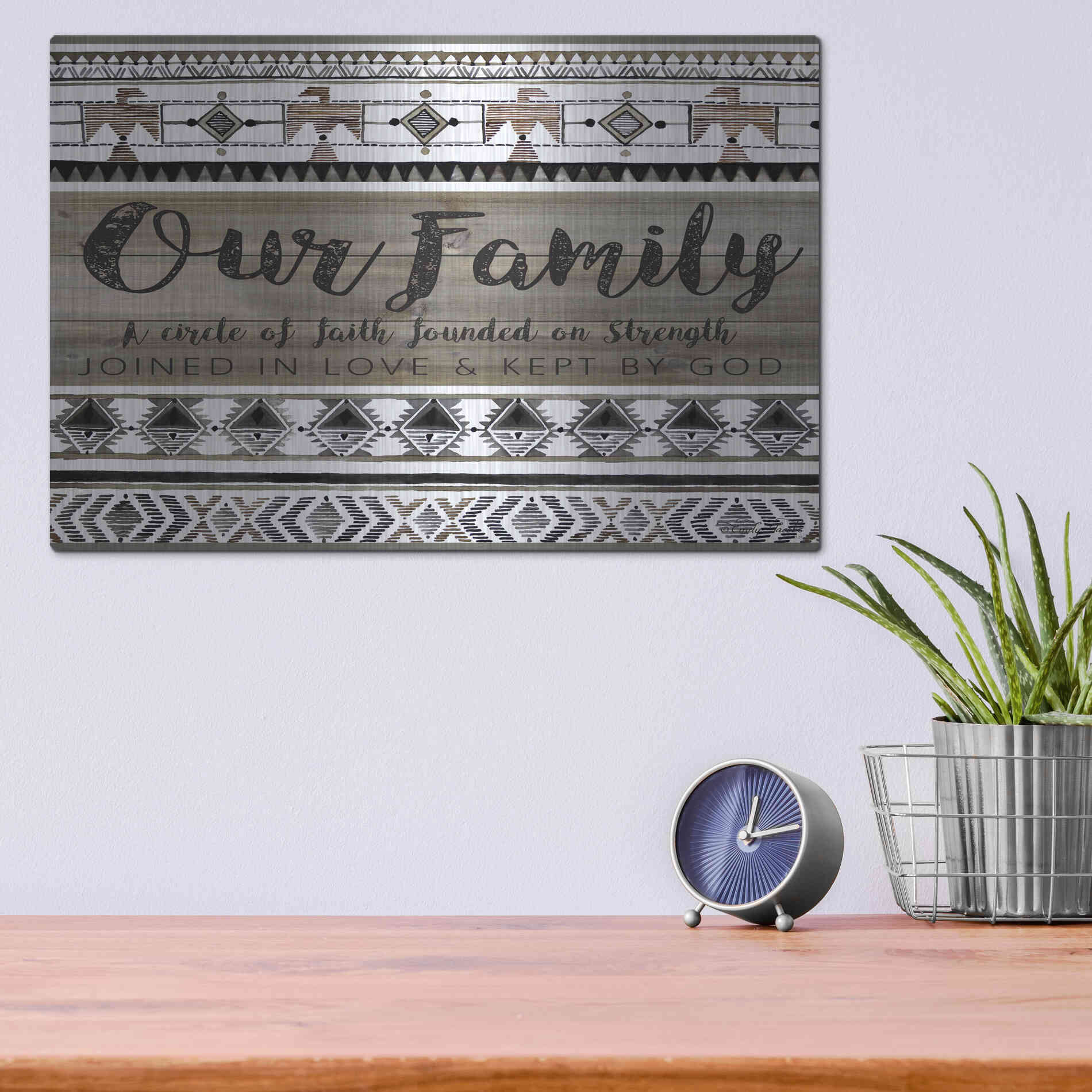 Luxe Metal Art 'Our Family' by Cindy Jacobs, Metal Wall Art,16x12