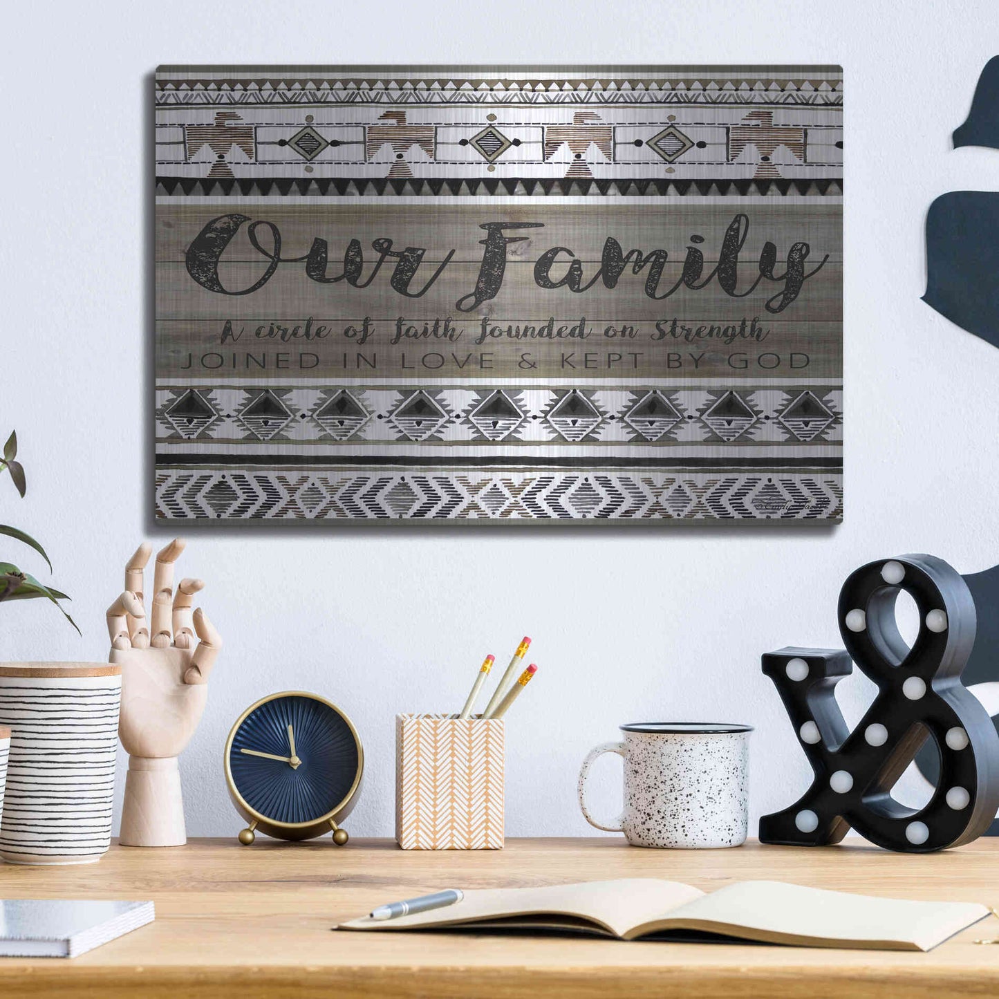 Luxe Metal Art 'Our Family' by Cindy Jacobs, Metal Wall Art,16x12