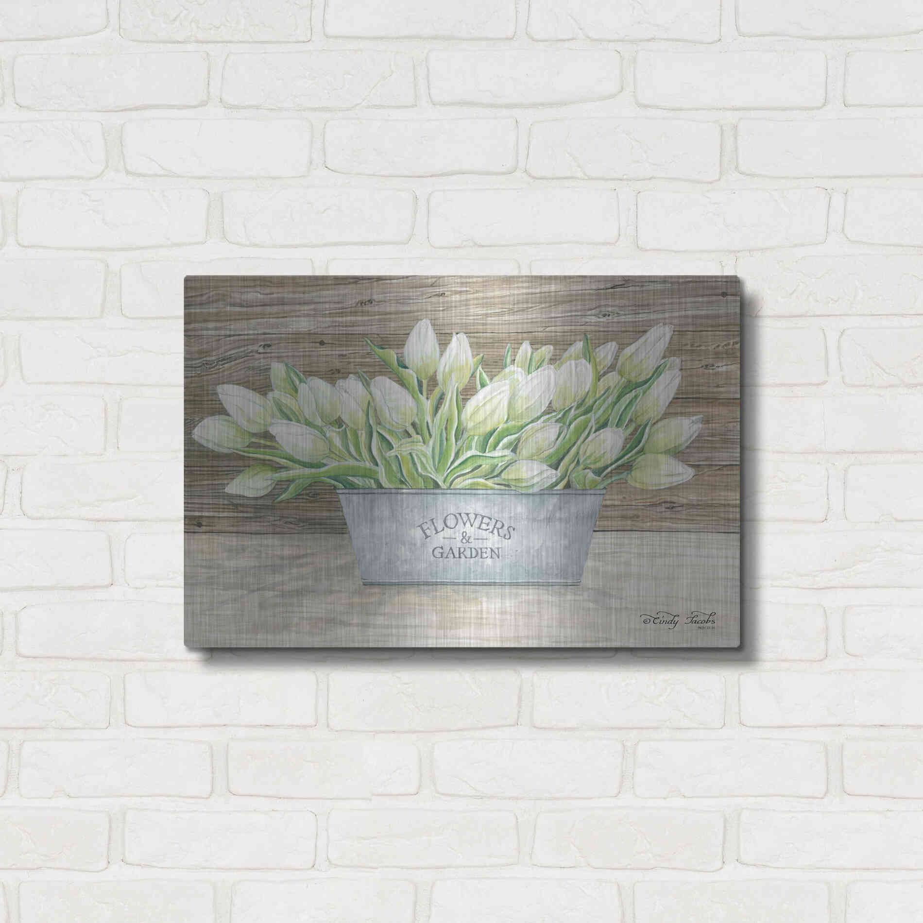 Luxe Metal Art 'Flowers & Garden Tulips' by Cindy Jacobs, Metal Wall Art,24x16